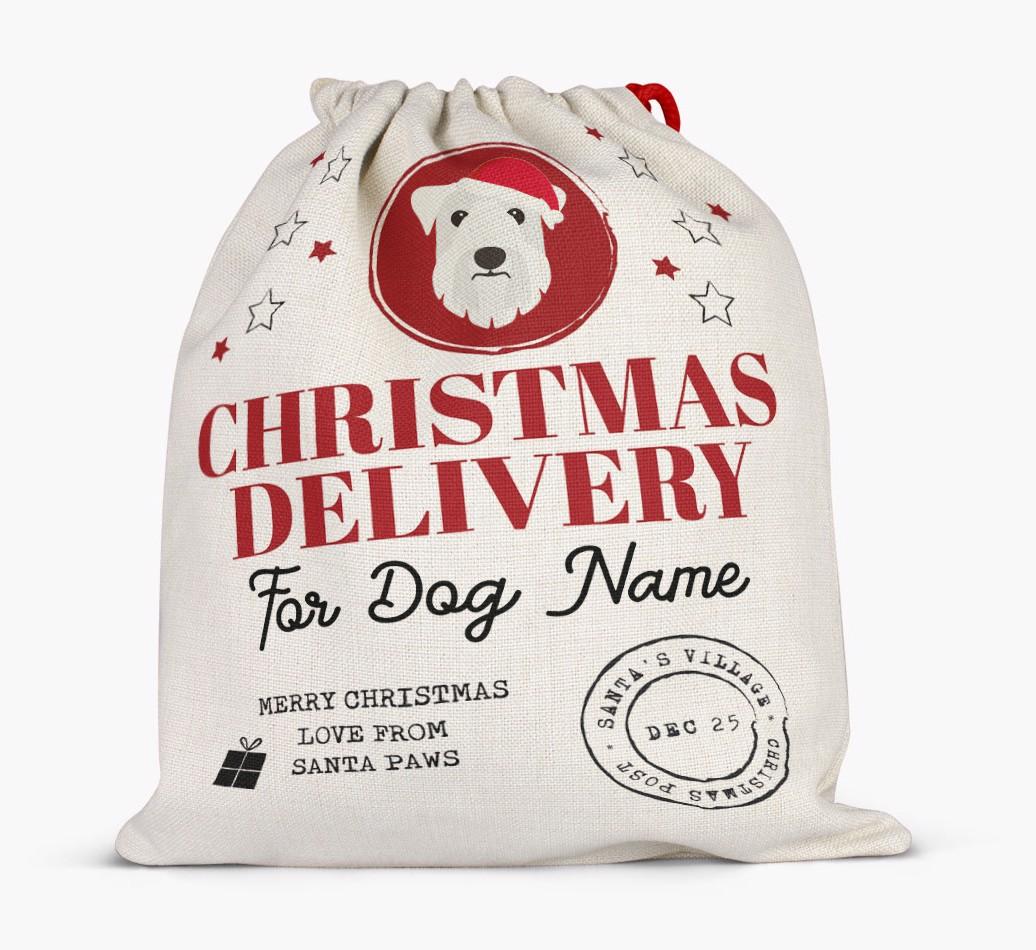 Personalized 'Christmas Delivery for {dogsName}' Santa Sack