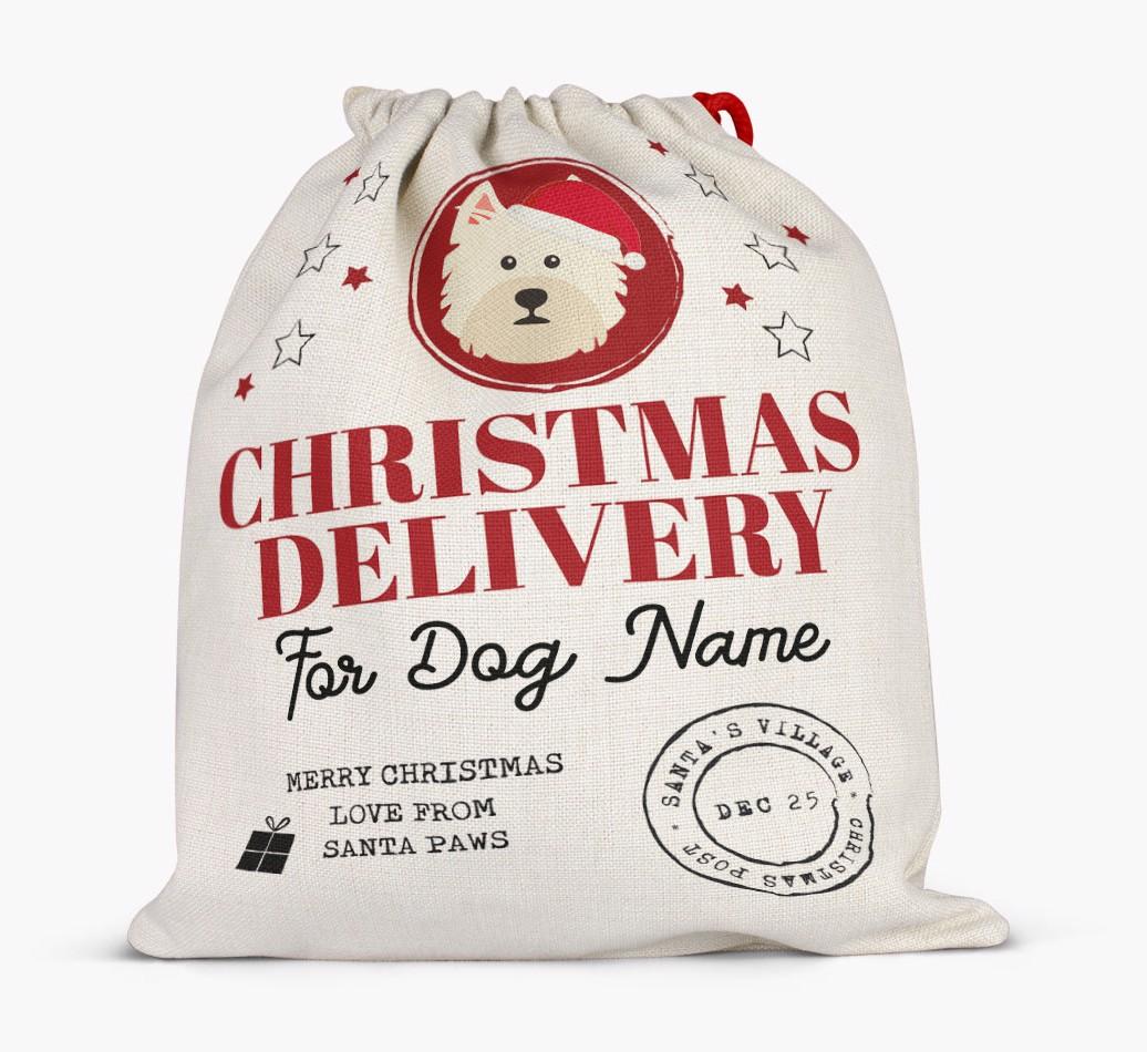 Personalized 'Christmas Delivery for {dogsName}' Santa Sack