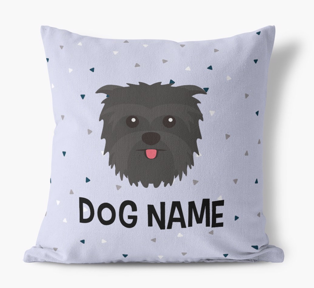 Triangle Pattern with {dogsName}'s Icon: Personalised Canvas Cushion
