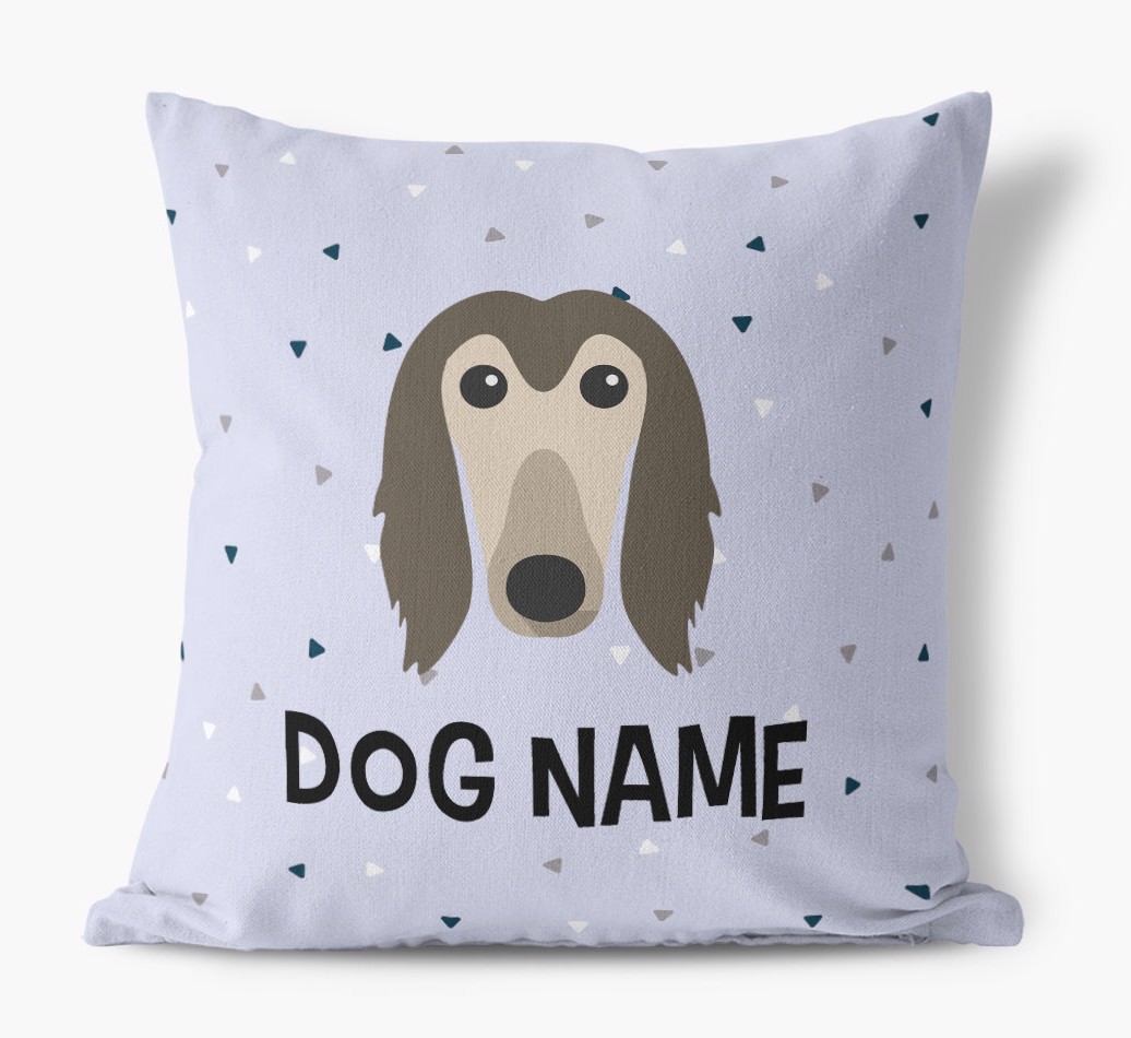 Triangle Pattern with {dogsName}'s Icon: Personalised Canvas Cushion