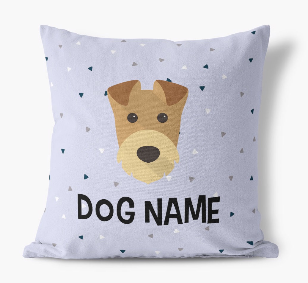 Triangle Pattern with {dogsName}'s Icon: Personalised Canvas Cushion