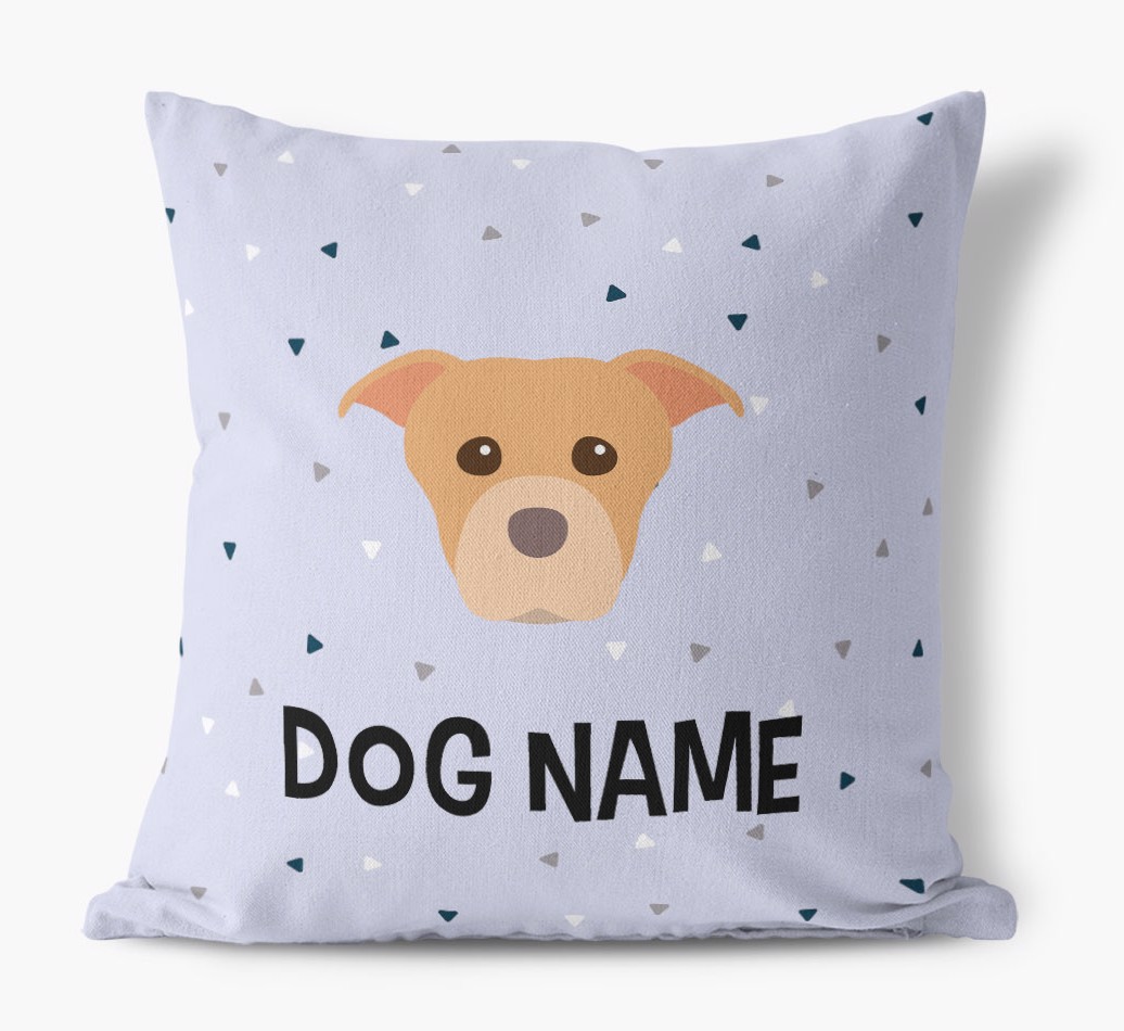 Triangle Pattern with {dogsName}'s Icon: Personalised Canvas Cushion