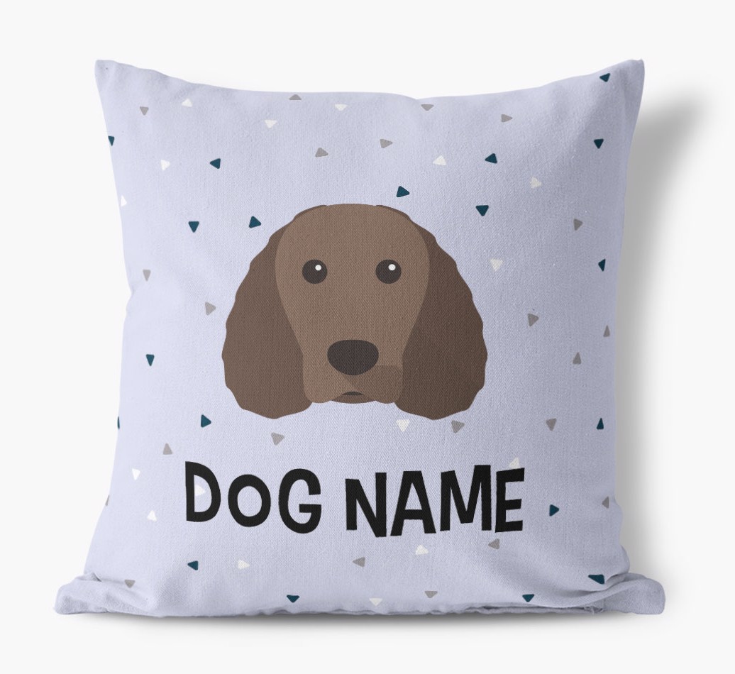 Triangle Pattern with {dogsName}'s Icon: Personalised Canvas Cushion