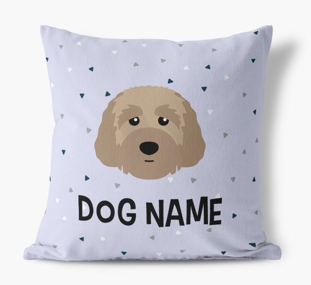 Triangle Pattern with {dogsName}'s Icon: Personalized Canvas Pillow