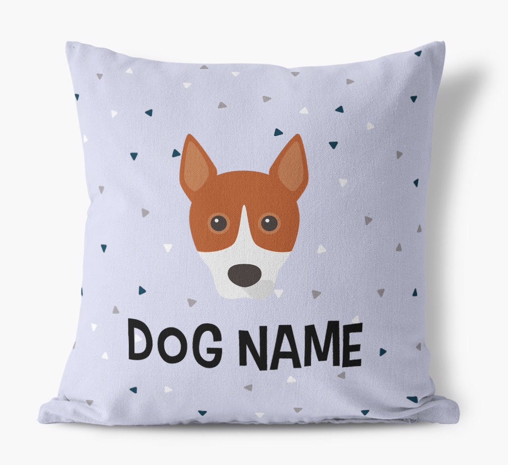 Triangle Pattern with {dogsName}'s Icon: Personalised Canvas Cushion