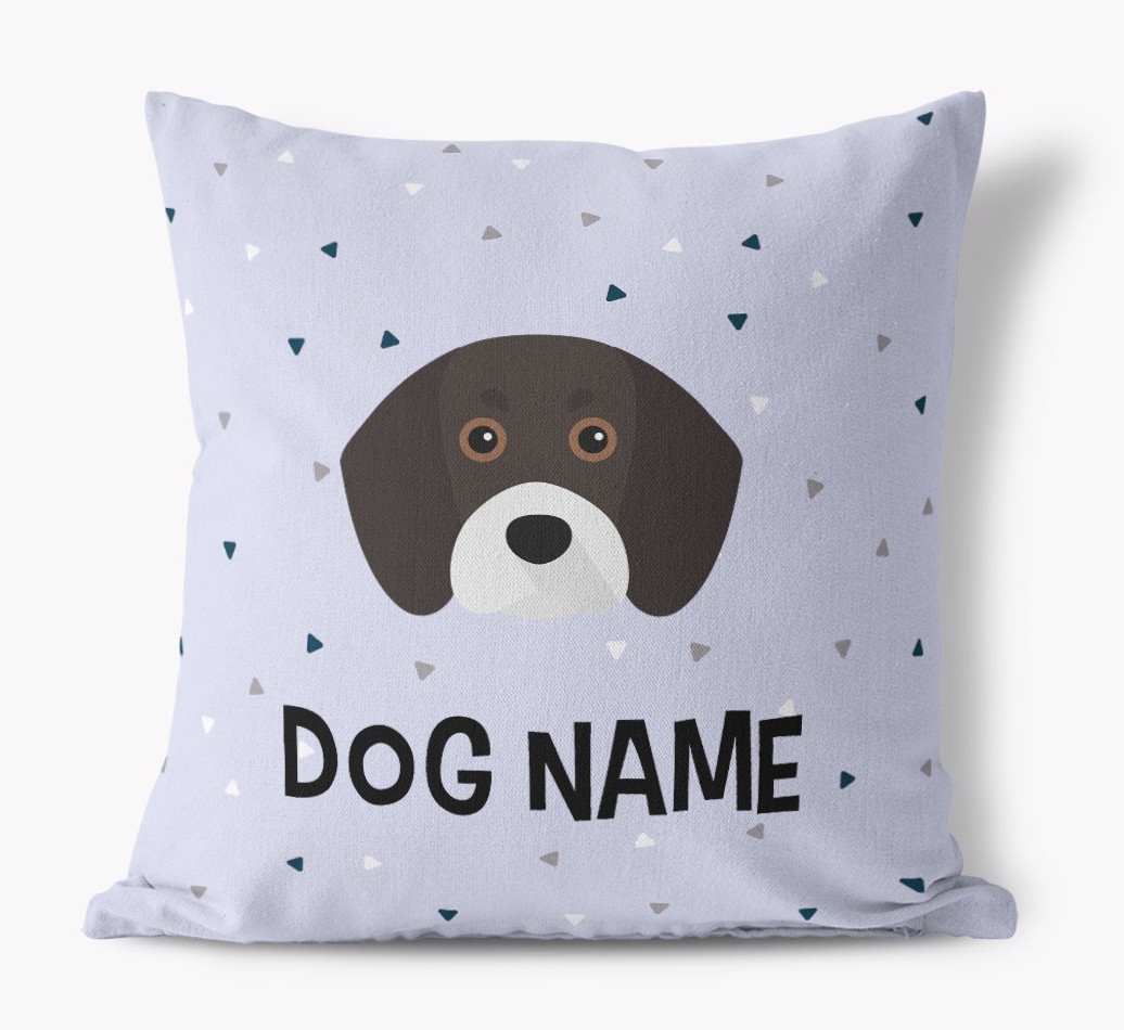 Triangle Pattern with {dogsName}'s Icon: Personalized Canvas Pillow