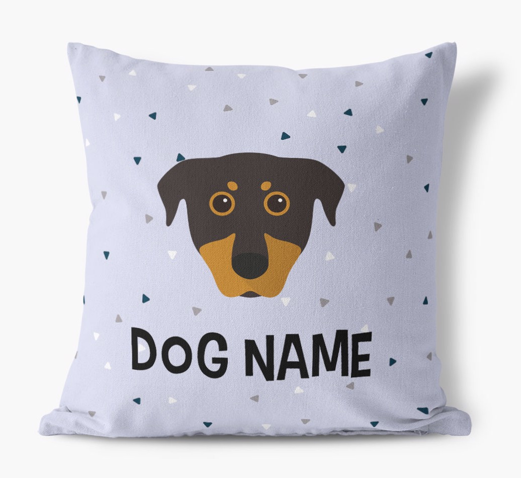 Triangle Pattern with {dogsName}'s Icon: Personalised Canvas Cushion