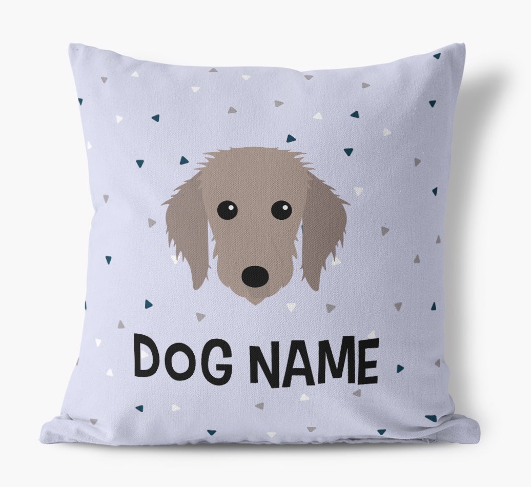 Triangle Pattern with {dogsName}'s Icon: Personalised Canvas Cushion