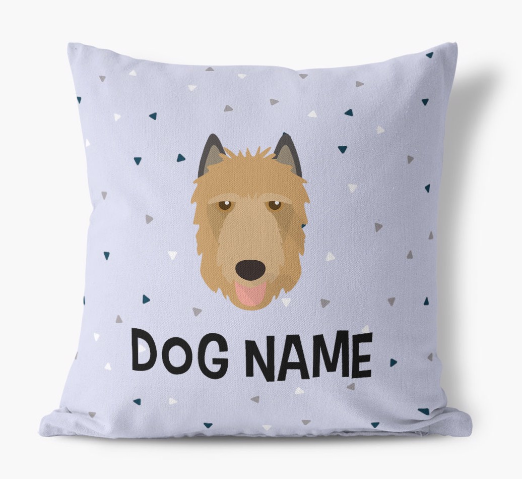 Triangle Pattern with {dogsName}'s Icon: Personalised Canvas Cushion