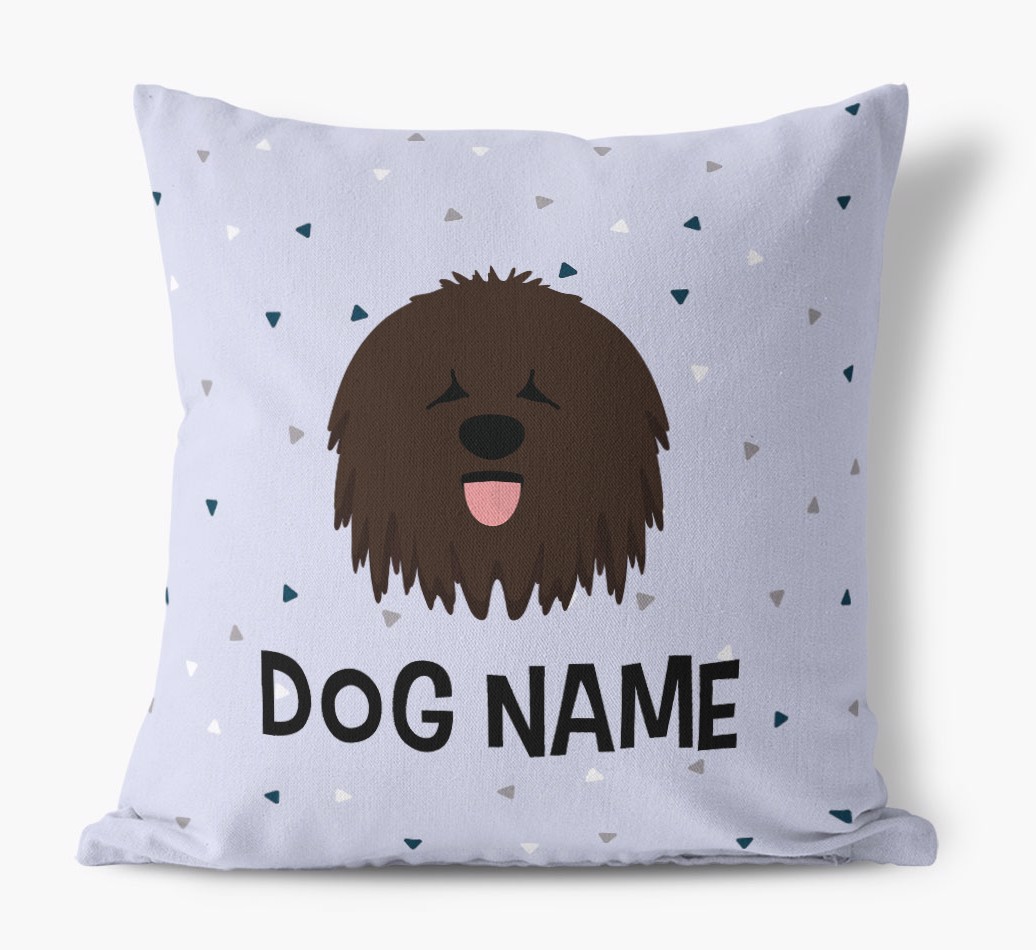Triangle Pattern with {dogsName}'s Icon: Personalised Canvas Cushion