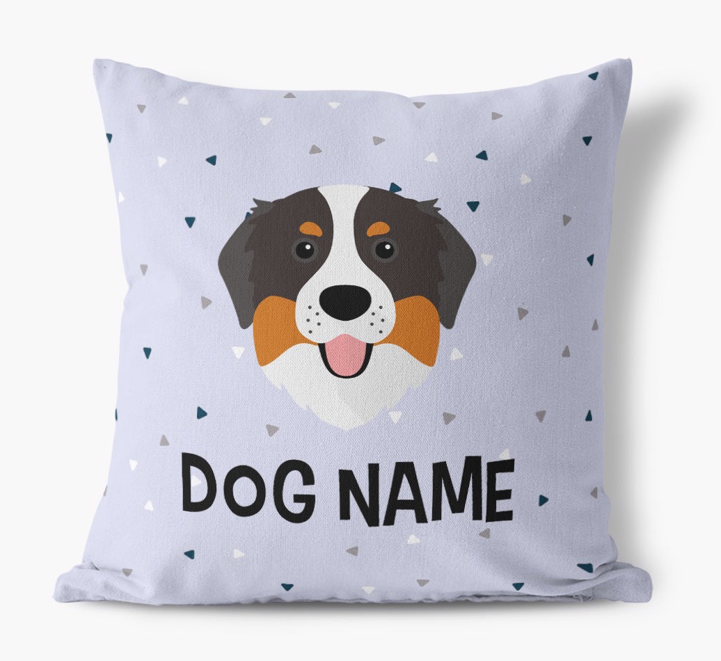 Triangle Pattern with {dogsName}'s Icon: Personalised Canvas Cushion
