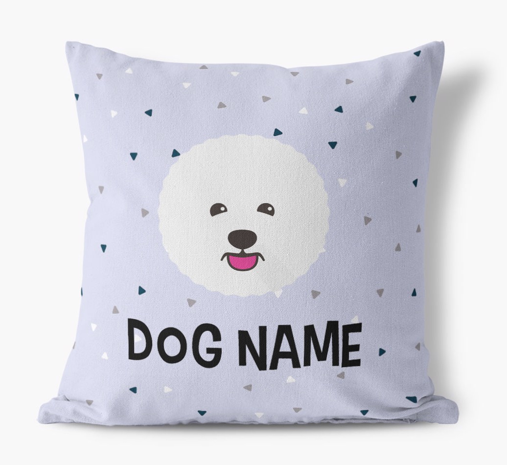 Triangle Pattern with {dogsName}'s Icon: Personalised Canvas Cushion