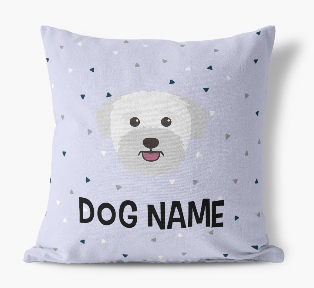 Triangle Pattern with {dogsName}'s Icon: Personalised Canvas Cushion