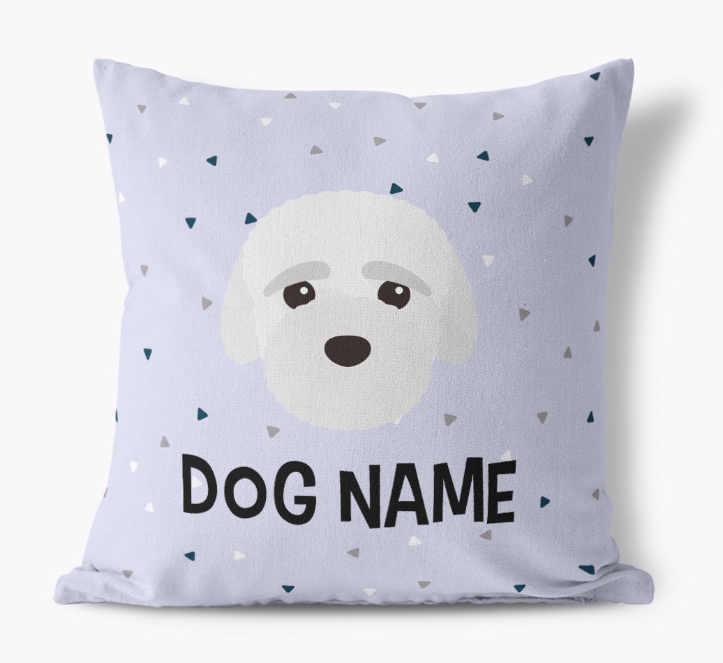 Triangle Pattern with {dogsName}'s Icon: Personalised Canvas Cushion