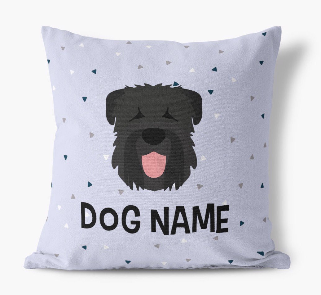 Triangle Pattern with {dogsName}'s Icon: Personalised Canvas Cushion