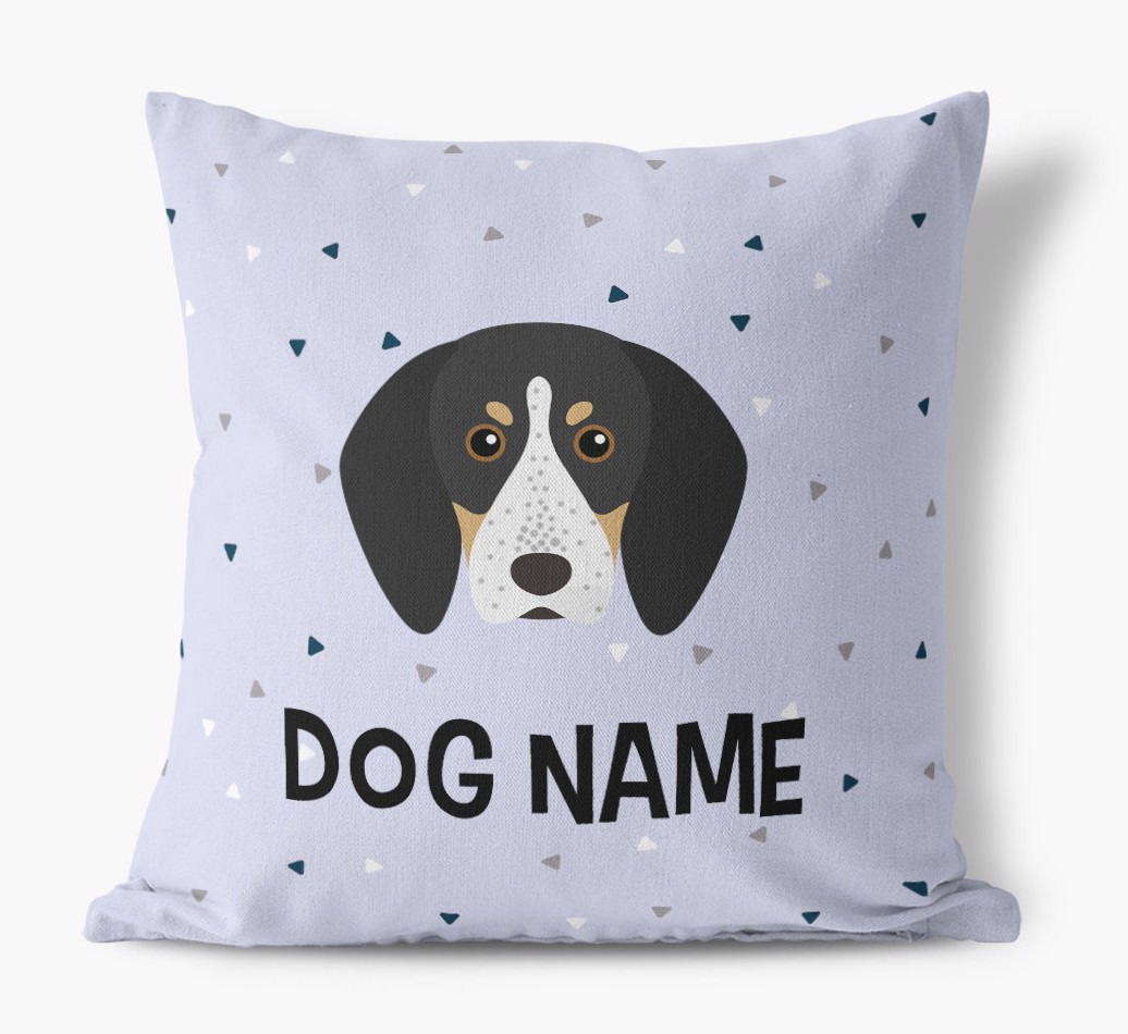 Triangle Pattern with {dogsName}'s Icon: Personalised Canvas Cushion