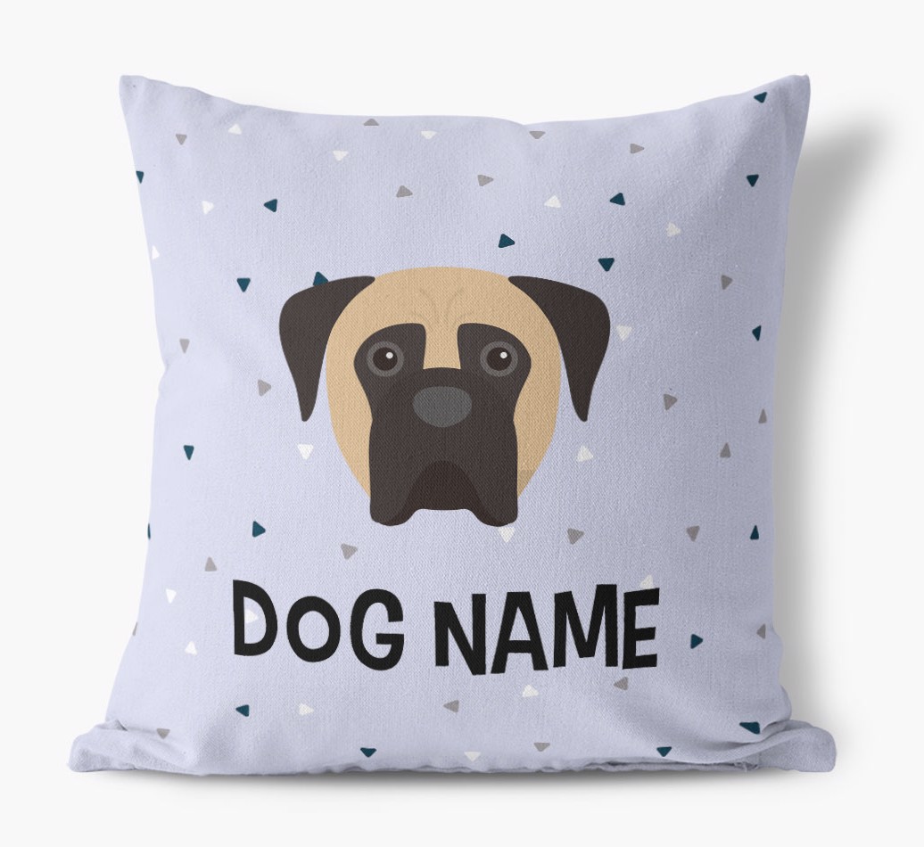 Triangle Pattern with {dogsName}'s Icon: Personalised Canvas Cushion