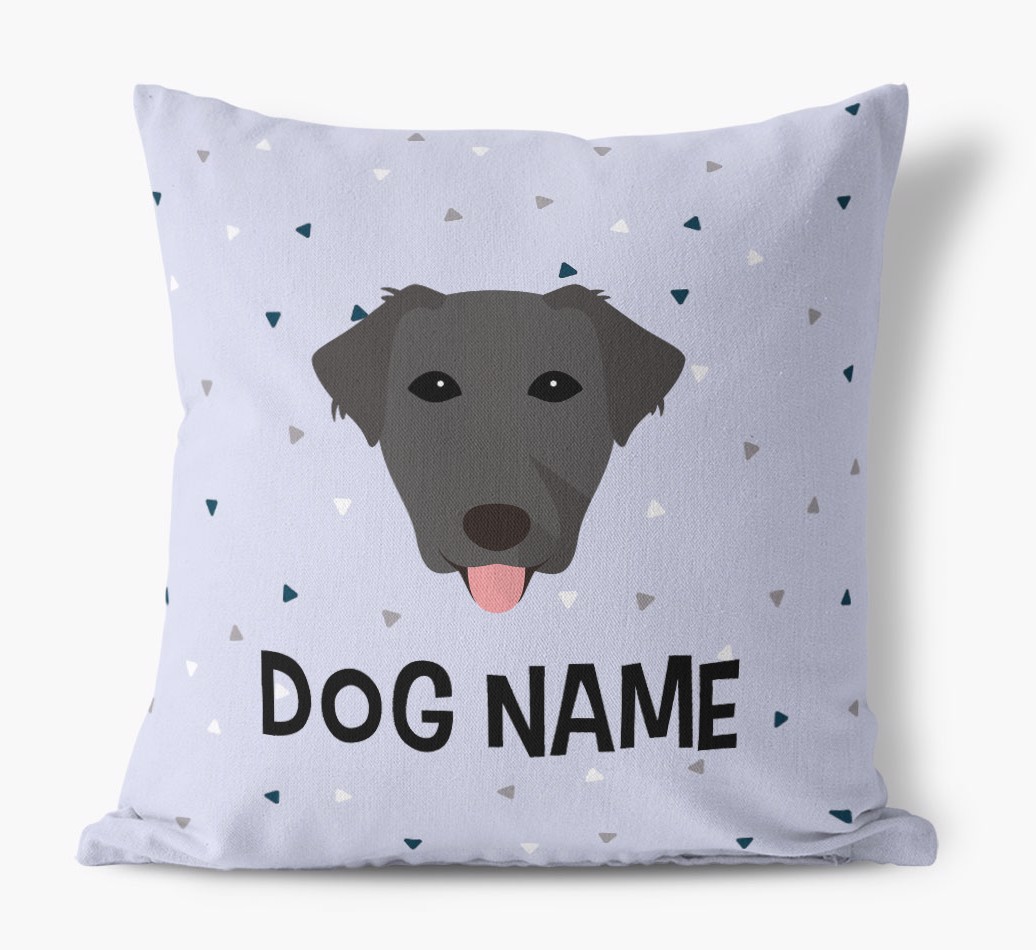 Triangle Pattern with {dogsName}'s Icon: Personalised Canvas Cushion