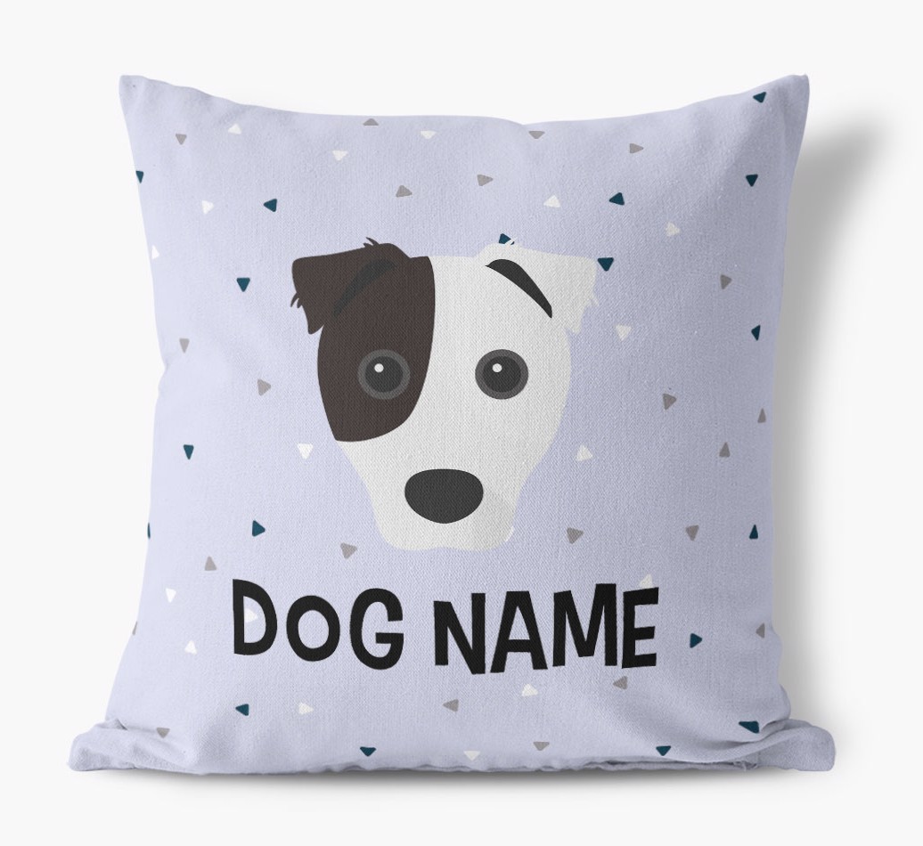 Triangle Pattern with {dogsName}'s Icon: Personalised Canvas Cushion