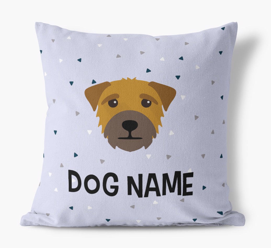 Triangle Pattern with {dogsName}'s Icon: Personalised Canvas Cushion