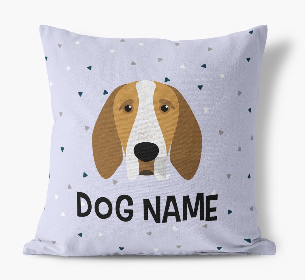Triangle Pattern with {dogsName}'s Icon: Personalised Canvas Cushion