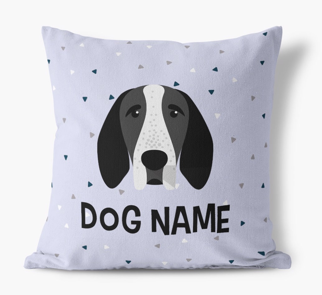 Triangle Pattern with {dogsName}'s Icon: Personalised Canvas Cushion