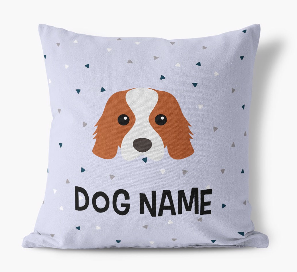 Triangle Pattern with {dogsName}'s Icon: Personalised Canvas Cushion