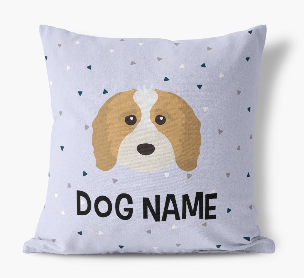 Triangle Pattern with {dogsName}'s Icon: Personalised Canvas Cushion