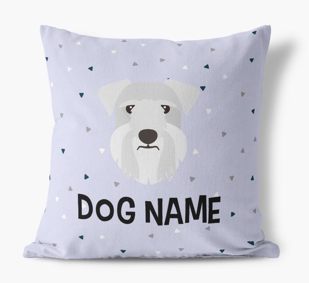 Triangle Pattern with {dogsName}'s Icon: Personalised Canvas Cushion
