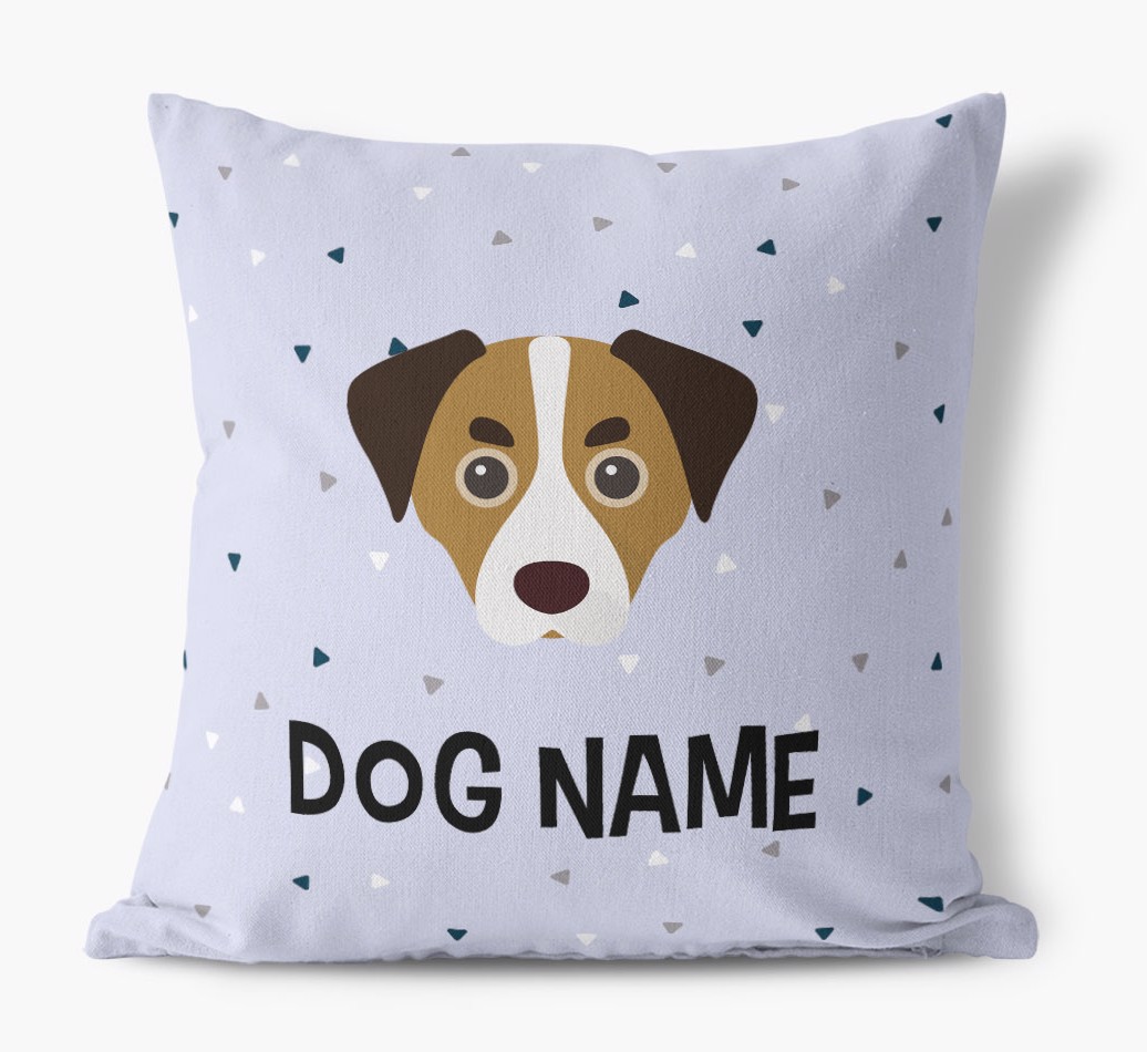 Triangle Pattern with {dogsName}'s Icon: Personalised Canvas Cushion