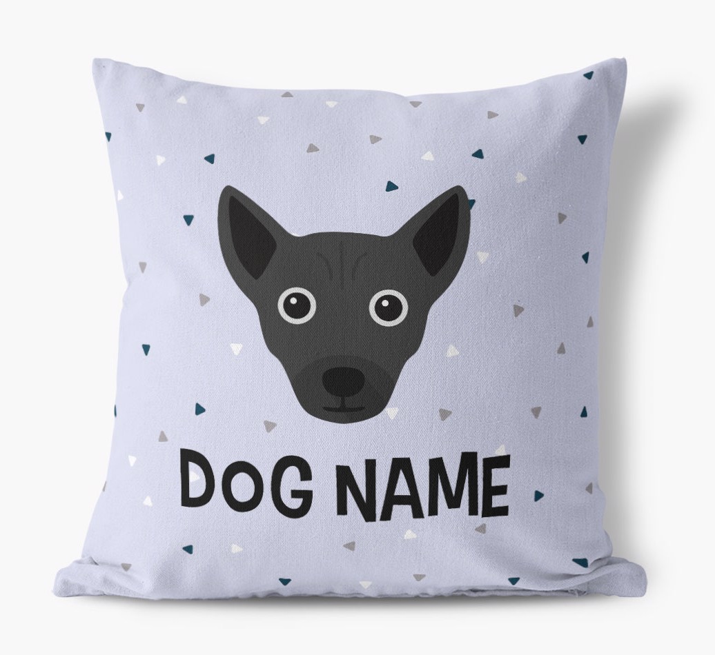 Triangle Pattern with {dogsName}'s Icon: Personalised Canvas Cushion