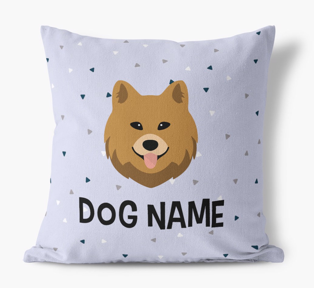 Triangle Pattern with {dogsName}'s Icon: Personalised Canvas Cushion