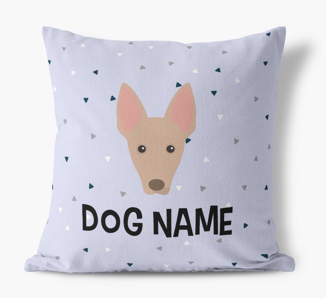 Triangle Pattern with {dogsName}'s Icon: Personalised Canvas Cushion