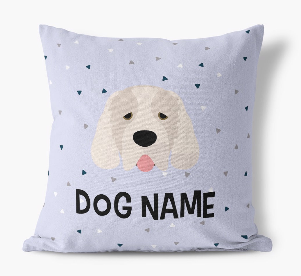 Triangle Pattern with {dogsName}'s Icon: Personalised Canvas Cushion