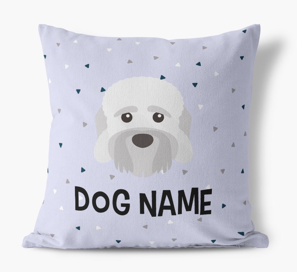 Triangle Pattern with {dogsName}'s Icon: Personalised Canvas Cushion