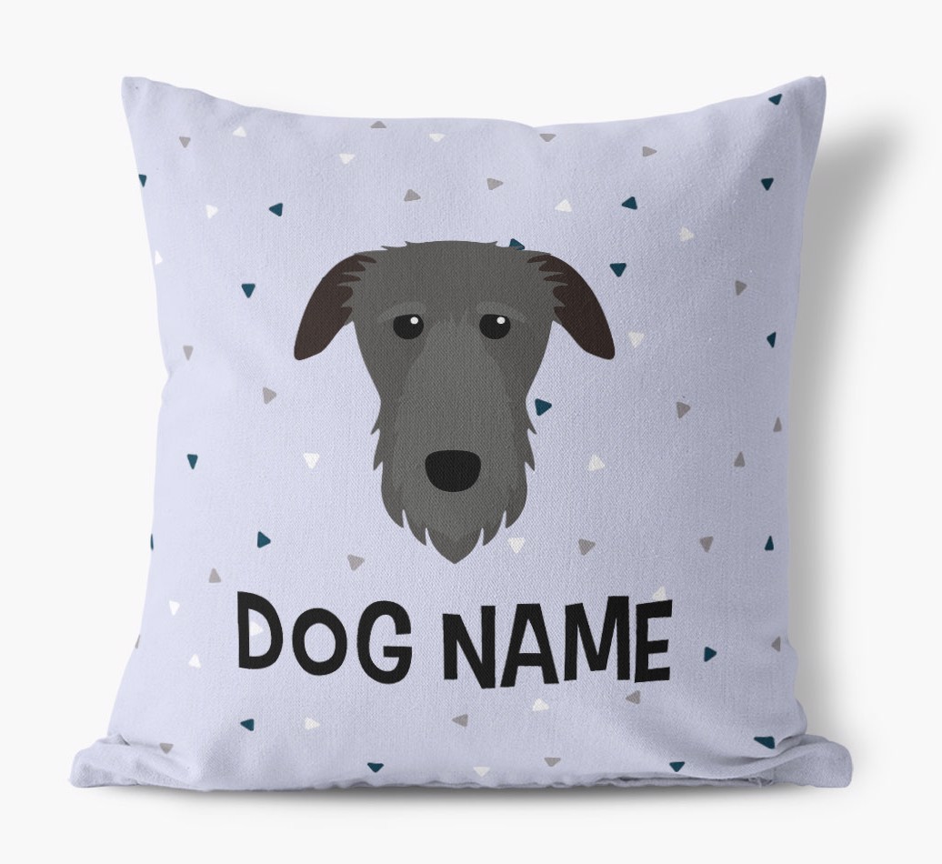 Triangle Pattern with {dogsName}'s Icon: Personalised Canvas Cushion