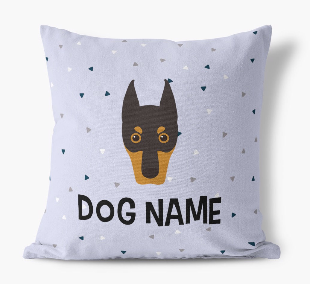 Triangle Pattern with {dogsName}'s Icon: Personalised Canvas Cushion