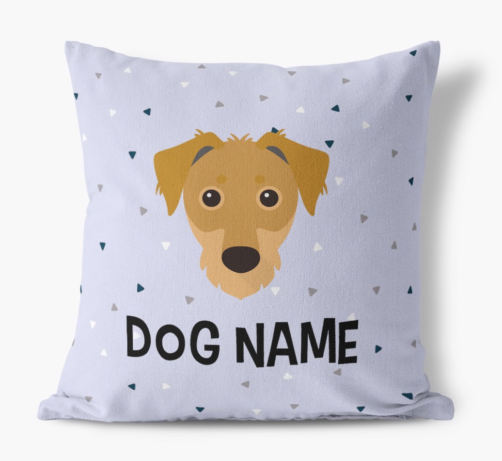 Triangle Pattern with {dogsName}'s Icon: Personalised Canvas Cushion