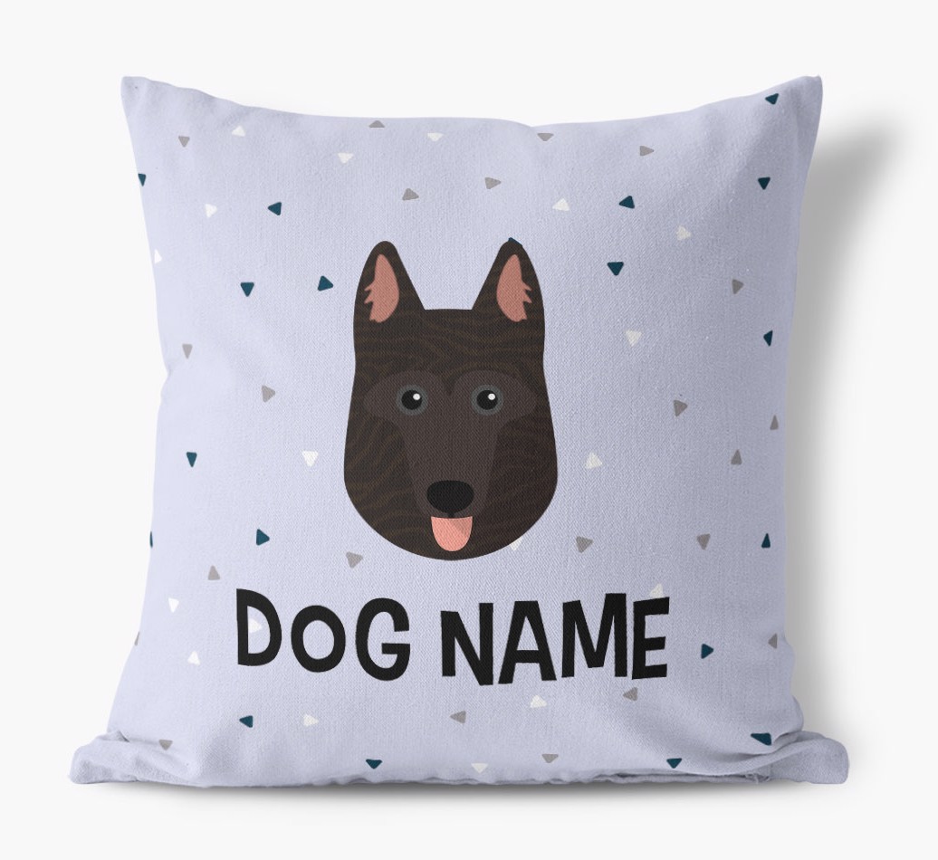 Triangle Pattern with {dogsName}'s Icon: Personalised Canvas Cushion