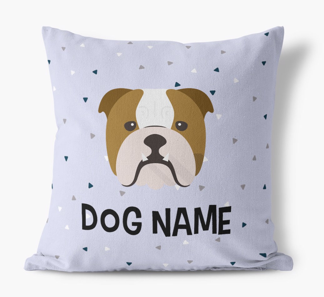 Triangle Pattern with {dogsName}'s Icon: Personalised Canvas Cushion