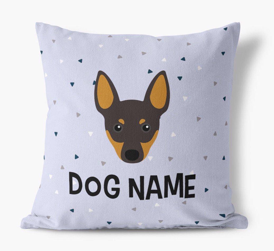 Triangle Pattern with {dogsName}'s Icon: Personalized Canvas Pillow
