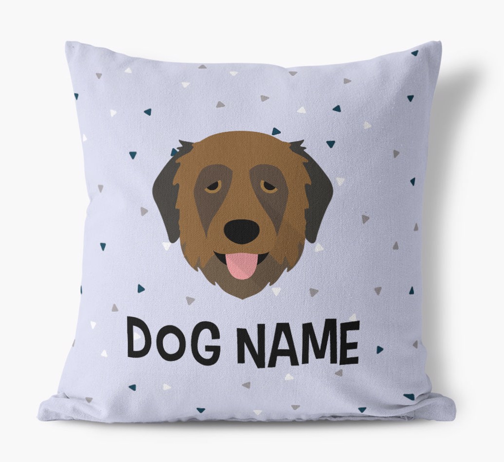 Triangle Pattern with {dogsName}'s Icon: Personalised Canvas Cushion