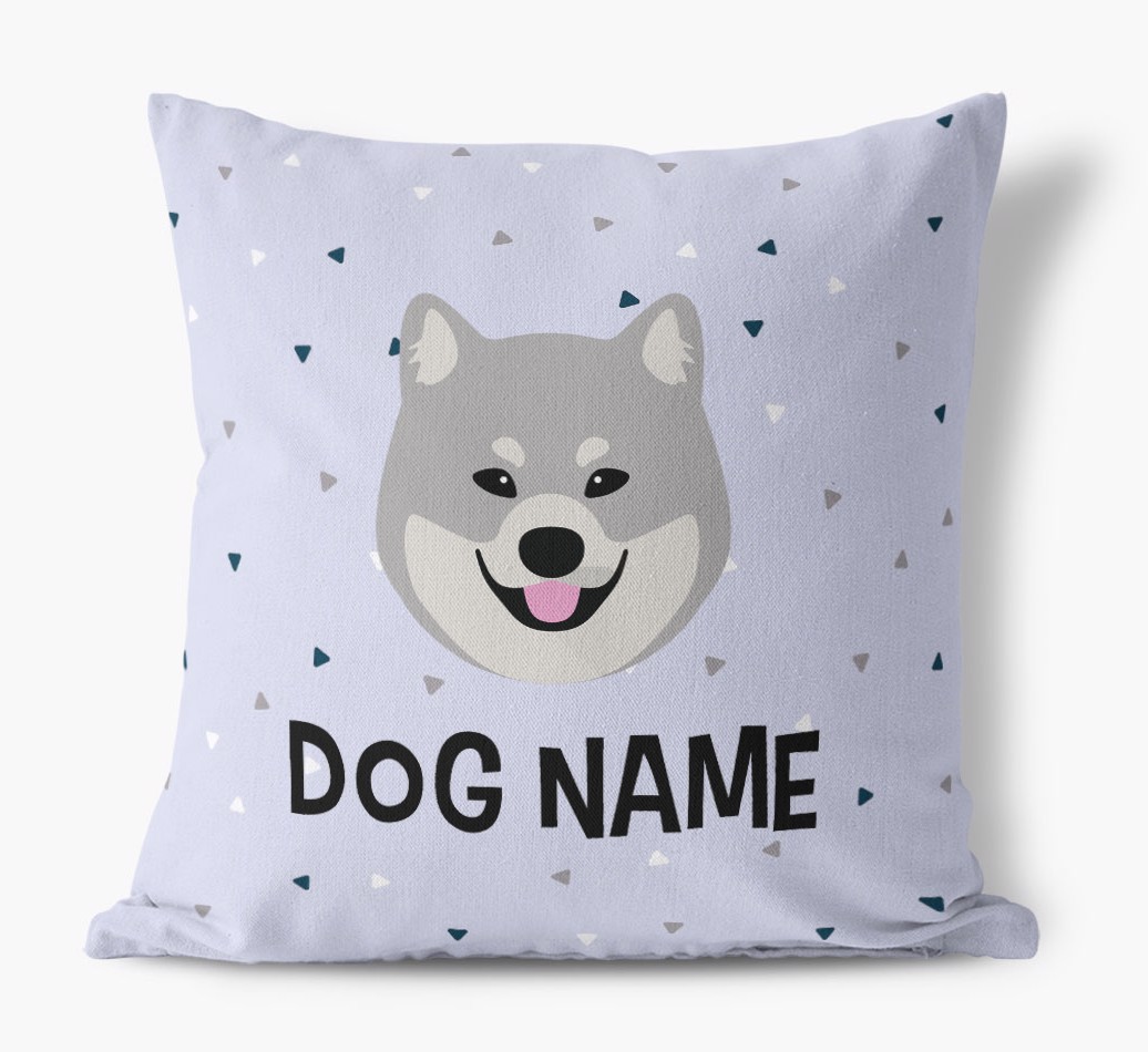 Triangle Pattern with {dogsName}'s Icon: Personalised Canvas Cushion
