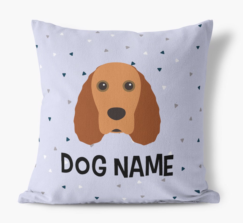 Triangle Pattern with {dogsName}'s Icon: Personalised Canvas Cushion