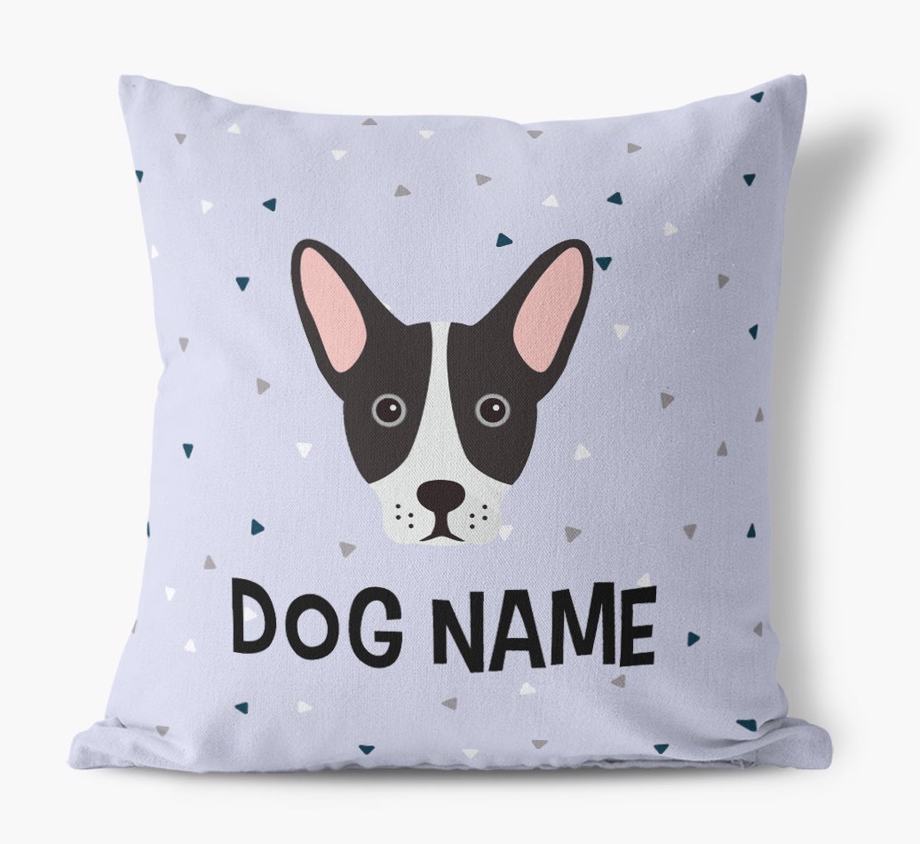 Triangle Pattern with {dogsName}'s Icon: Personalised Canvas Cushion