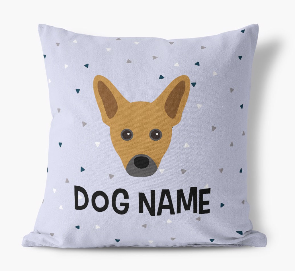 Triangle Pattern with {dogsName}'s Icon: Personalised Canvas Cushion