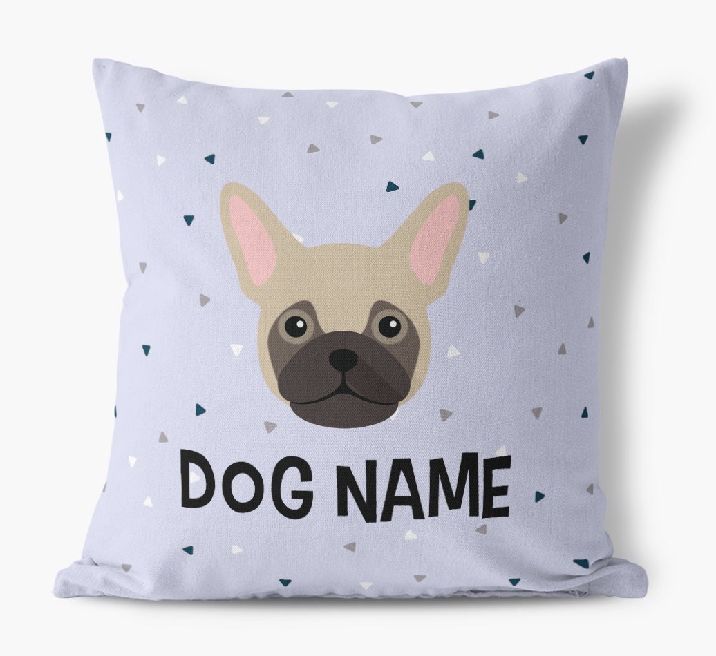 Triangle Pattern with {dogsName}'s Icon: Personalised Canvas Cushion