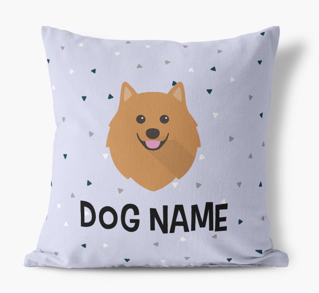 Triangle Pattern with {dogsName}'s Icon: Personalised Canvas Cushion