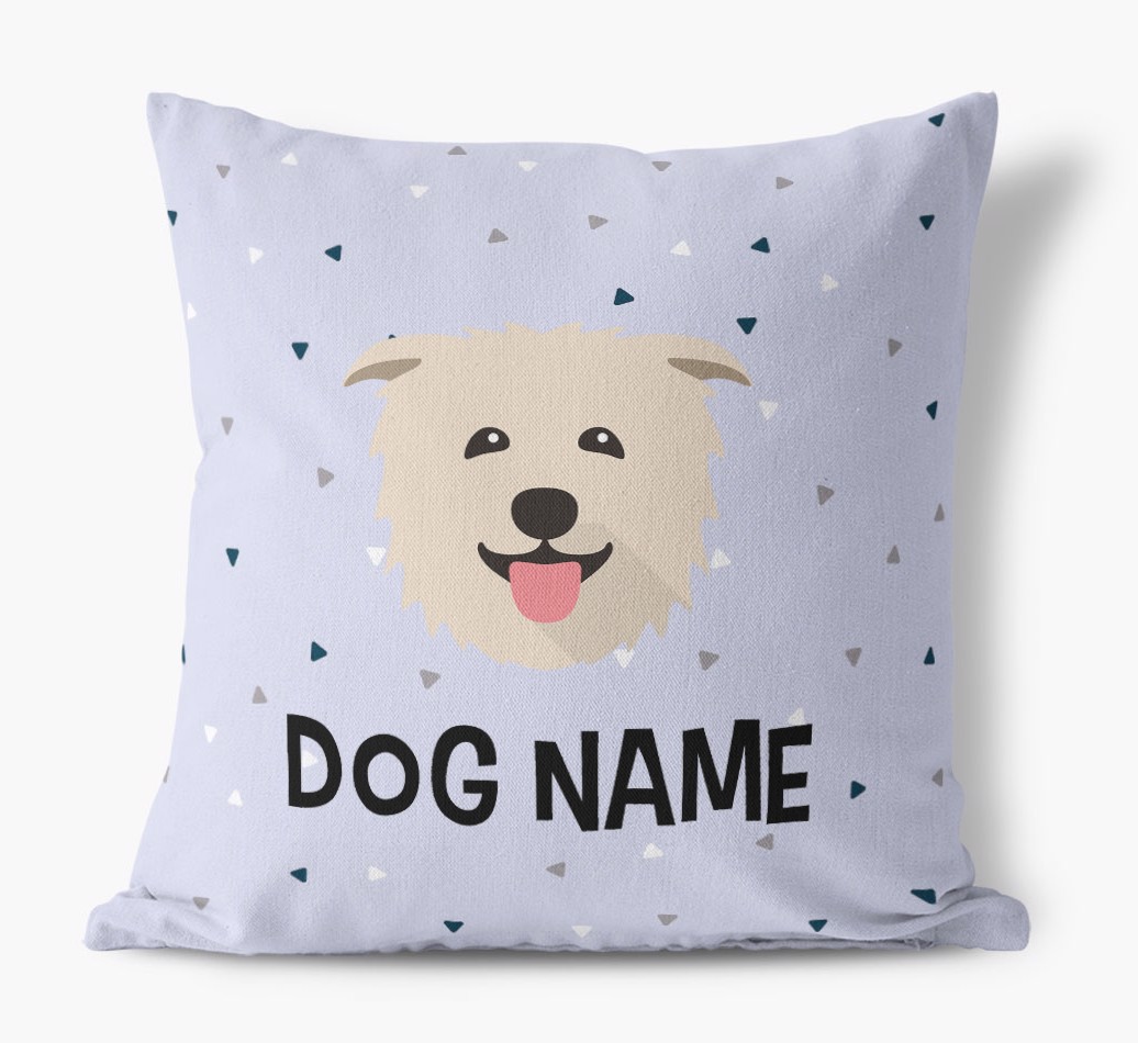 Triangle Pattern with {dogsName}'s Icon: Personalised Canvas Cushion