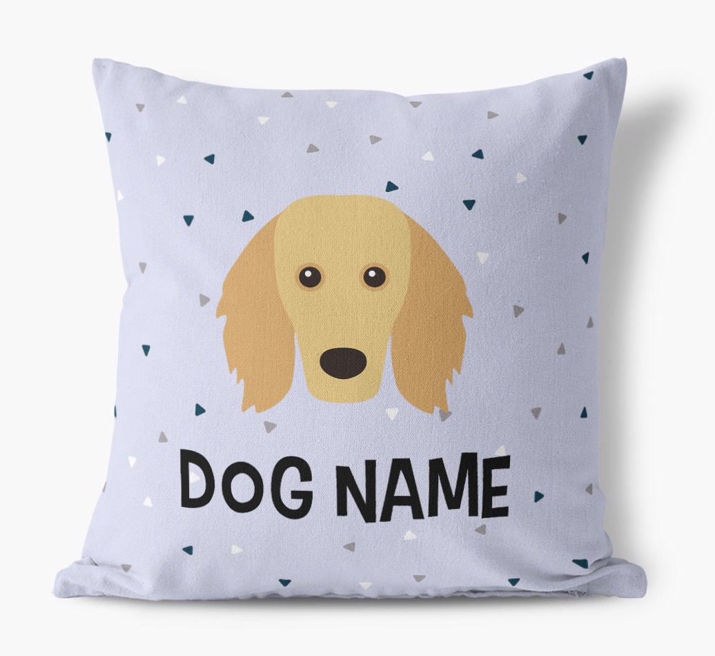 Triangle Pattern with {dogsName}'s Icon: Personalized Canvas Pillow
